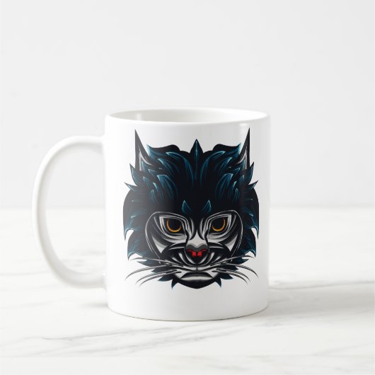 トライバル怒スタイル猫 コーヒーマグカップ (左)