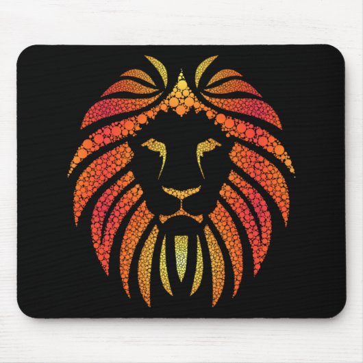 トライバル抽象芸術オレンジライオン顔 マウスパッド (正面)