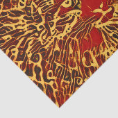 トライバル抽象芸術タブビーキャットレッドイエローヒッパイアート 薄葉紙 (詳細)