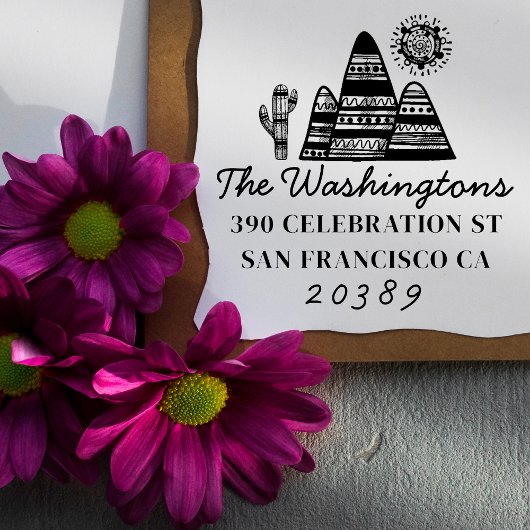 トライバル砂漠スケッチファミリーネーム差出人住所 セルフインキングスタンプ