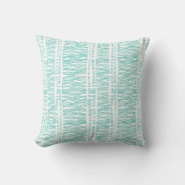 トライバル織りアクア/ミントグリーン装飾用クッション クッション
