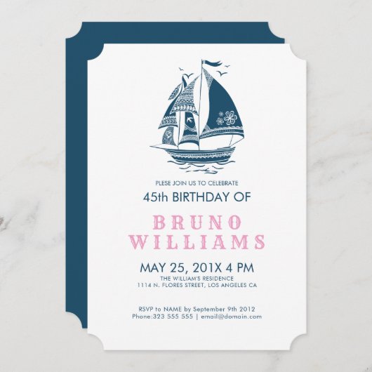 トライバル航海のボートホイールバースデーパーティー招待状 招待状 (正面/裏面)