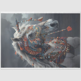 トライバル色彩の鮮やかユニコーン馬デジタルデコパージュ 薄葉紙