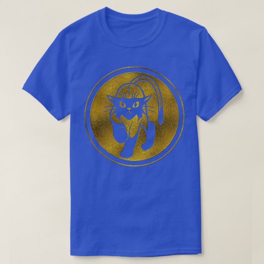 トライバル金ゴールドと黒猫 Tシャツ (デザイン正面)