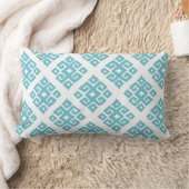トライバル鍵柄アクア白材枕 クッション (ブランケット)
