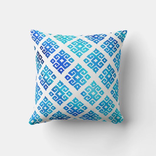 トライバル鍵色彩の鮮やか型アクア白枕 クッション (裏面)