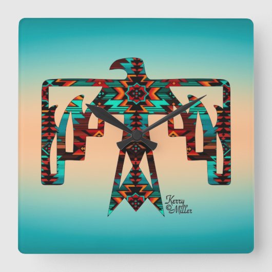 トライバル雷鳥の壁時計 スクエア壁時計 (正面)