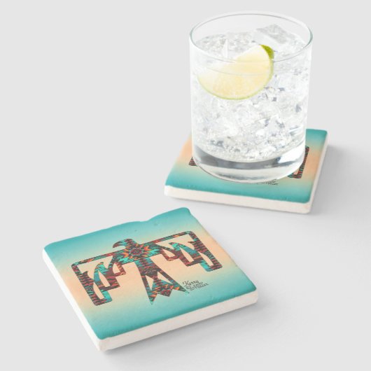 トライバル雷鳥の石コースター ストーンコースター (横)