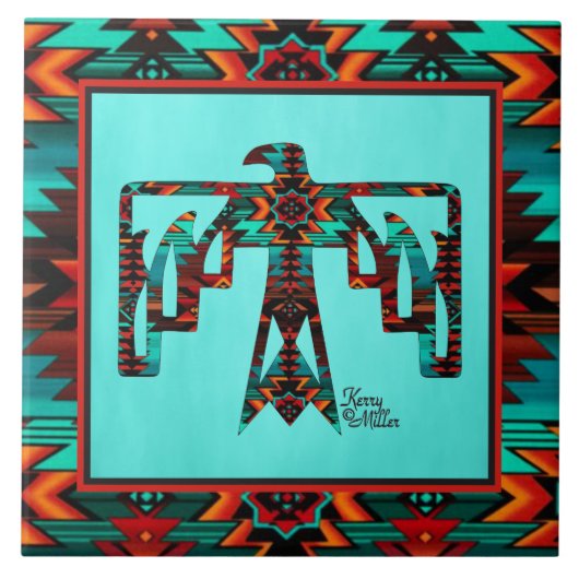 トライバル雷鳥セラミックタイル タイル (正面)