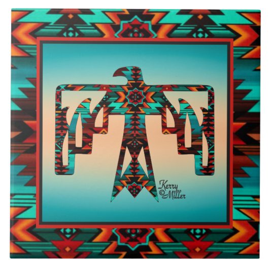 トライバル雷鳥セラミックタイル タイル (正面)