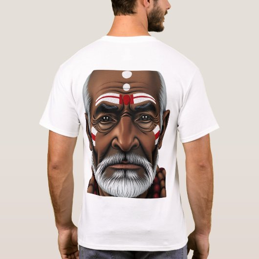 トライバル顔アートアボリジナルイラストレーション Tシャツ (裏面)