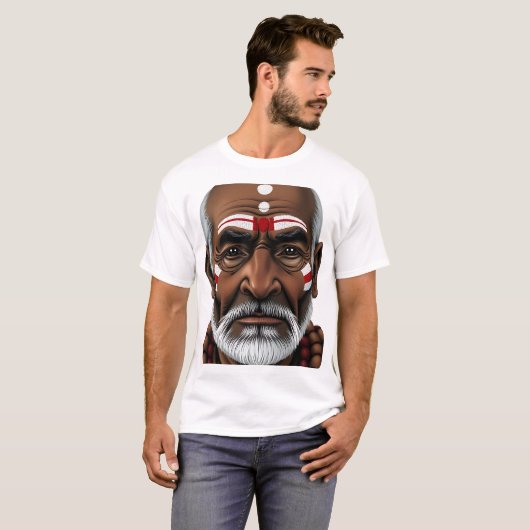 トライバル顔アートアボリジナルイラストレーション Tシャツ (正面フル)