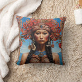 トライバル鮮やかフュージョン・アート クッション (ブランケット)