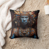 トライバル鮮やかフュージョン・アート クッション (ブランケット)