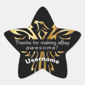 トライバル鳥のはっきりした金ゴールドブラックフィードバック星製品 星シール (正面)