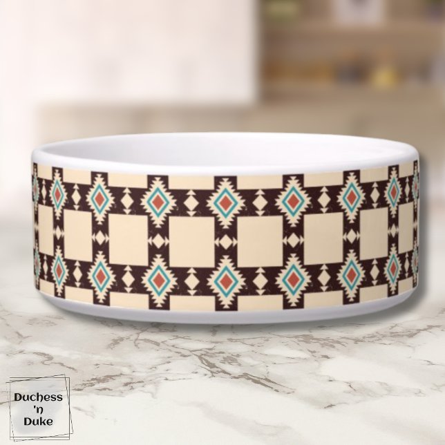 トライバル アステカクロス ボヘミアン柄 ペットボウル (Tribal Aztec Cross Bohemian Pattern Pet Bowl)