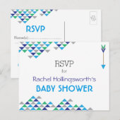 トライバル&アロー男の赤ちゃんシャワーRSVPポストカード インビテーションポストカード (正面/裏面)