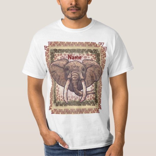 トライバル エレファント Tシャツ (正面)