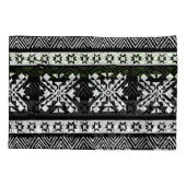 トライバル・ナバホ、白黒・グリーン・パターン。 枕カバー (裏面)