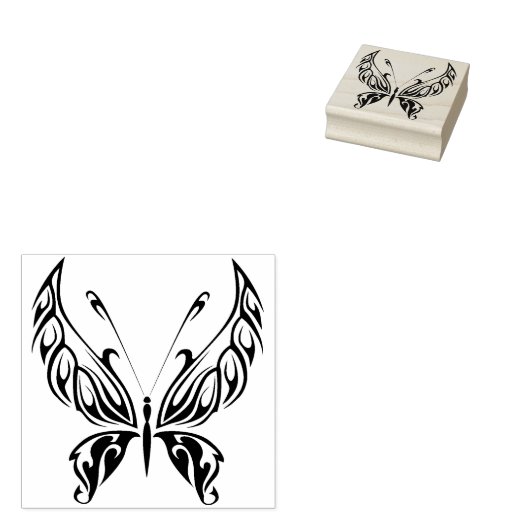 トライバル・バタフライ抽象芸術・アート・スタンプ ラバースタンプ (押印)