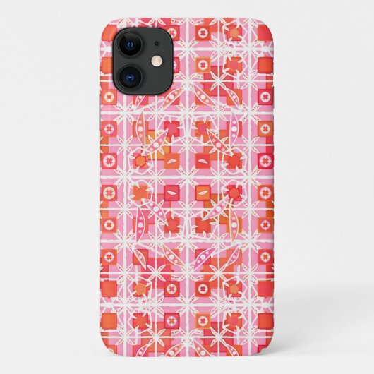 トライバル・バティック - ストロベリーピンクとレッド Case-Mate iPhoneケース (裏面)