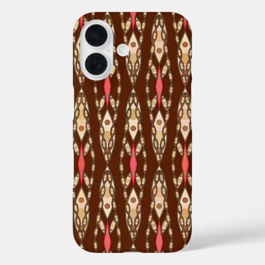 トライバル・バティック - ブラウン、タン、コーラル Case-Mate iPhoneケース (裏面)