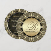 トライバル バロック ゴールデン ディナー パーティー（ラウンド） 招待状 (正面/裏面)