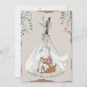 トライバル・ボホ・ティピと鹿カップルの赤ちゃんシャワー 招待状 (正面)