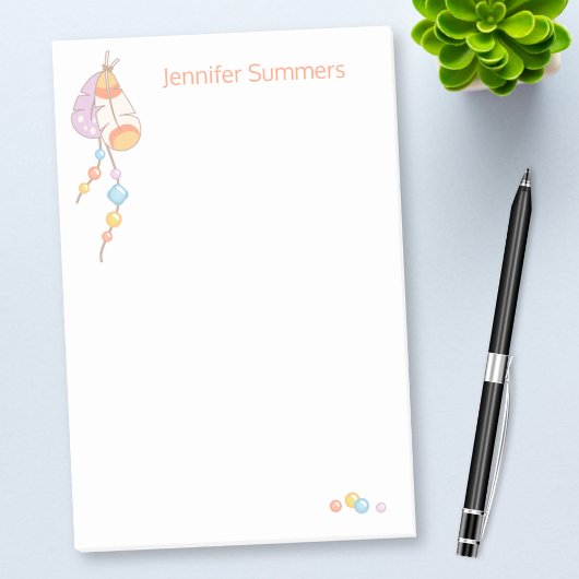 トライバル・ボホ・ドリームキャッチャーの羽根とビーズ ポストイット