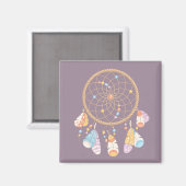 トライバル・ボホ・ドリームキャッチャー・オン・パープル マグネット (正面/裏面)