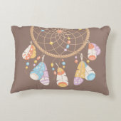 トライバル・ボホ・ドリームキャッチャー・オン・ブラウン アクセントクッション (裏面)