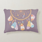 トライバル・ボホ・ドリームキャッチャーon紫 アクセントクッション (正面)