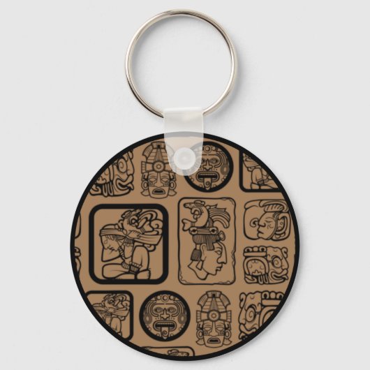 トライバルMAYA古代マスクパターン1 キーホルダー (正面)