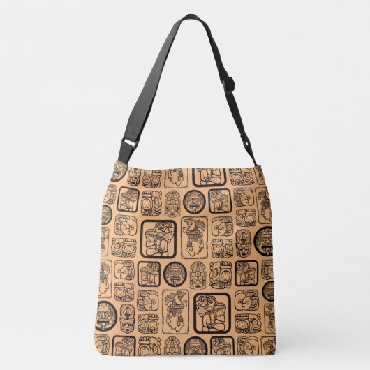 トライバルMAYA古代マスクパターン1 クロスボディバッグ (裏面)