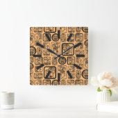 トライバルMAYA古代マスクパターン1 スクエア壁時計 (ホーム)