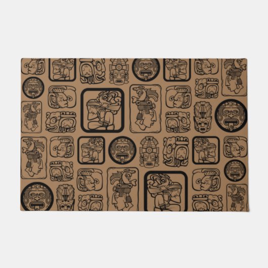 トライバルMAYA古代マスクパターン1 ドアマット (正面)