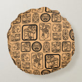 トライバルMAYA古代マスクパターン1 ラウンドクッション (裏面)