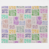 トライバルMAYA古代マスクパターン5 フリースブランケット (正面(横))