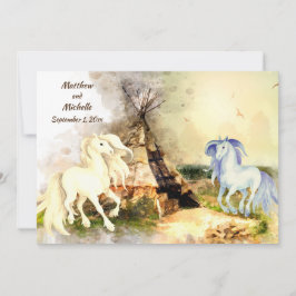 トライバルTipiと愛の馬Boho Teepee 結婚の 招待状