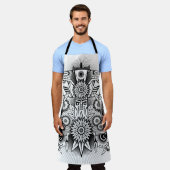 トライバ芸術的ルデザイン エプロン (着用した状態)