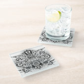 トライバ芸術的ルデザイン ガラスコースター (アングル)