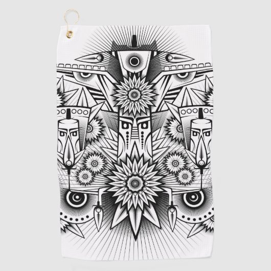 トライバ芸術的ルデザイン ゴルフタオル (正面)