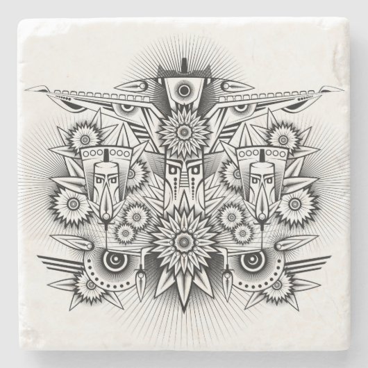 トライバ芸術的ルデザイン ストーンコースター (正面)