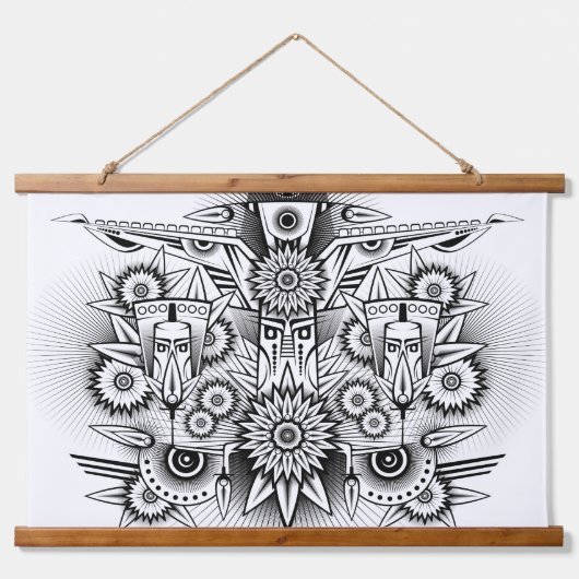 トライバ芸術的ルデザイン 吊り下げ型タペストリー (正面)
