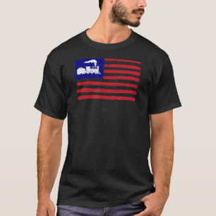 トラインスポッティング列車バフ鉄道ファン米国国旗 Tシャツ