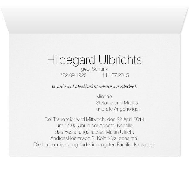 トラウアーカルテ (内部横(下))