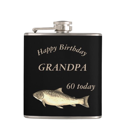 トラウカスタマイズスハピー60th誕生日グランパ フラスク (正面)