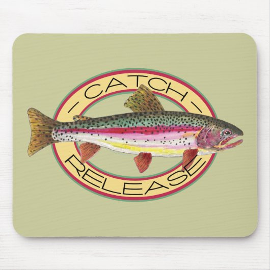 トラウトのキャッチ&リリース魚釣り マウスパッド (正面)