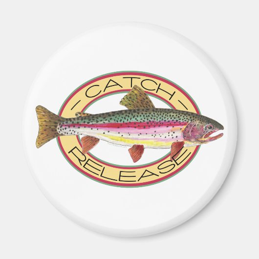 トラウトのキャッチ&リリース魚釣り マグネット (正面)