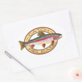 トラウトのキャッチ&リリース魚釣り 楕円形シール (封筒)